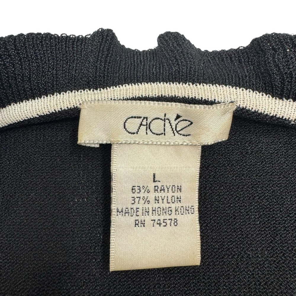Vintage Cache Knit Cardigan Top Black White Size L Ruffle Fairy Y2K Coquette - Picture 11 of 13